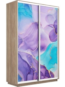 Шкаф двухдверный Экспресс 1600x450x2200, Абстракция фиолетовая/дуб сонома в Элисте
