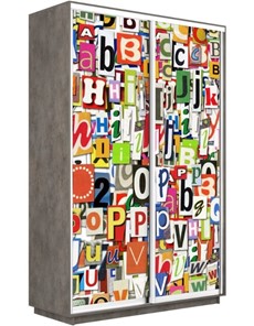 Шкаф 2-дверный Экспресс 1600x450x2200, Буквы/бетон в Элисте