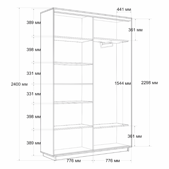 Шкаф 2-х дверный Экспресс 1600x450x2400, Фиолетовый дым/венге в Элисте - изображение 3