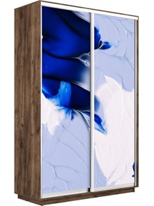 Шкаф 2-дверный Экспресс 1600x600x2200, Абстракция бело-голубая/дуб табачный в Элисте