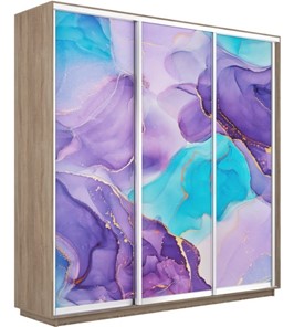 Шкаф трехдверный Экспресс 1800х450х2400, Абстракция фиолетовая/дуб сонома в Элисте