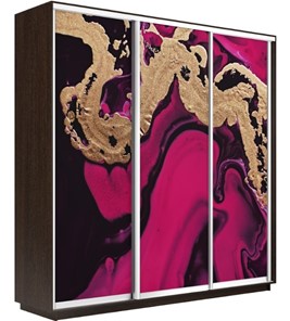 Шкаф 3-створчатый Экспресс 1800х450х2400, Абстракция розовая/венге в Элисте - предосмотр
