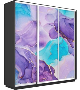 Шкаф 3-створчатый Экспресс 1800х600х2200, Абстракция фиолетовая/серый диамант в Элисте