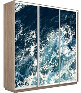 Шкаф 3-х дверный Экспресс 1800х600х2400, Морские волны/дуб сонома в Элисте - предосмотр