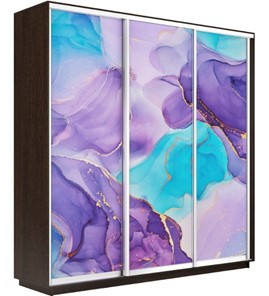 Шкаф трехдверный Экспресс 2100х600х2200, Абстракция фиолетовая/венге в Элисте