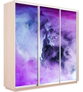 Шкаф 3-дверный Экспресс 2100х600х2400, Фиолетовый дым/дуб молочный в Элисте