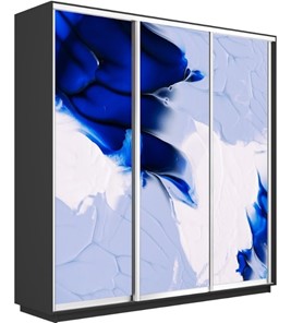Шкаф 3-дверный Экспресс 2400х450х2200, Абстракция бело-голубая/серый диамант в Элисте
