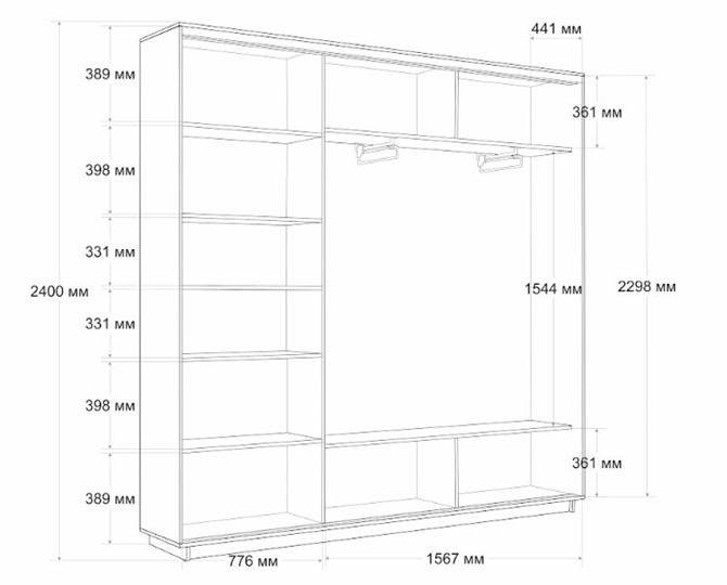 Шкаф трехдверный Экспресс 2400х450х2400, Абстракция фиолетовая/венге в Элисте - изображение 3