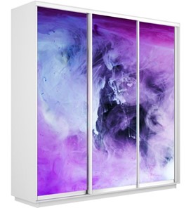Шкаф 3-створчатый Экспресс 2400х450х2400, Фиолетовый дым/белый снег в Элисте