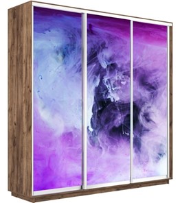 Шкаф 3-створчатый Экспресс 2400х600х2200, Фиолетовый дым/дуб табачный в Элисте - предосмотр