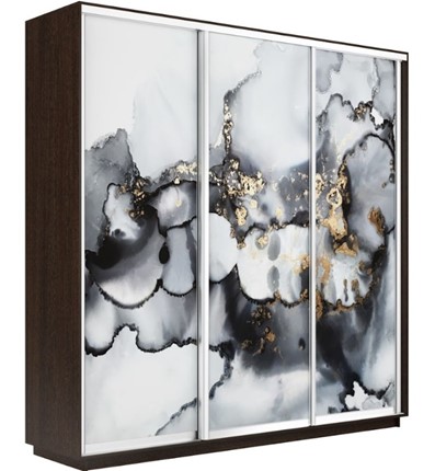 Шкаф 3-дверный Экспресс 2400х600х2400, Абстракция серая/венге в Элисте - изображение