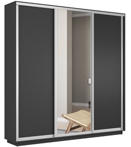Шкаф 3-дверный Экспресс (ДСП/Зеркало/ДСП), 1800х600х2200, серый диамант в Элисте