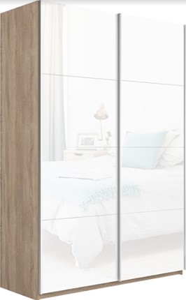 Шкаф 2-дверный Прайм (Белое стекло/Белое стекло) 1600x570x2300, дуб сонома в Элисте - изображение