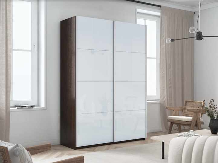Шкаф Прайм (Белое стекло/Белое стекло) 1600x570x2300, венге в Элисте - изображение 4