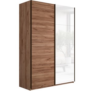 Шкаф 2-х дверный Прайм (ДСП/Белое стекло) 1200x570x2300, Крафт табачный в Элисте - предосмотр