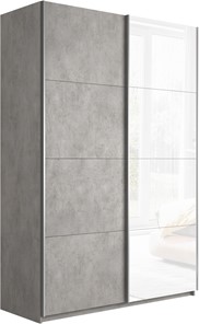 Шкаф Прайм (ДСП/Белое стекло) 1400x570x2300, бетон в Элисте - предосмотр