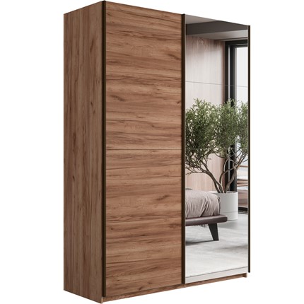 Шкаф 2-х дверный Прайм (ДСП/Зеркало) 1600x570x2300, Крафт табачный в Элисте - изображение