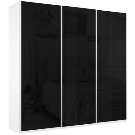 Шкаф Широкий Прайм (Черное стекло) 2400x570x2300,  Белый Снег в Элисте - изображение