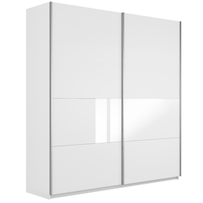 Шкаф Широкий Прайм (ДСП / Белое стекло) 2200x570x2300, Белый снег в Элисте