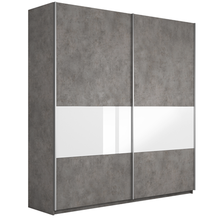 Шкаф 2-створчатый Широкий Прайм (ДСП / Белое стекло) 2200x570x2300, Бетон в Элисте - изображение
