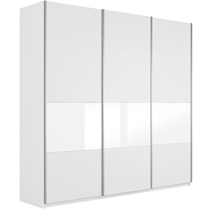 Шкаф Широкий Прайм (ДСП / Белое стекло) 2400x570x2300, Белый снег в Элисте