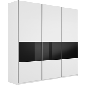 Шкаф Широкий Прайм (ДСП / Черное стекло) 2400x570x2300, Белый снег в Элисте
