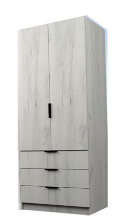 Распашной шкаф ЭШ2-РС-23-8-3я, Дуб Крафт белый 190х80х52 в Элисте - изображение