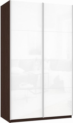 Шкаф Прайм (Белое стекло/Белое стекло) 1600x570x2300, венге в Элисте - изображение