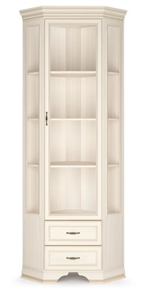 Угловой шкаф-витрина Сиена, Бодега белый / патина золото в Элисте - изображение