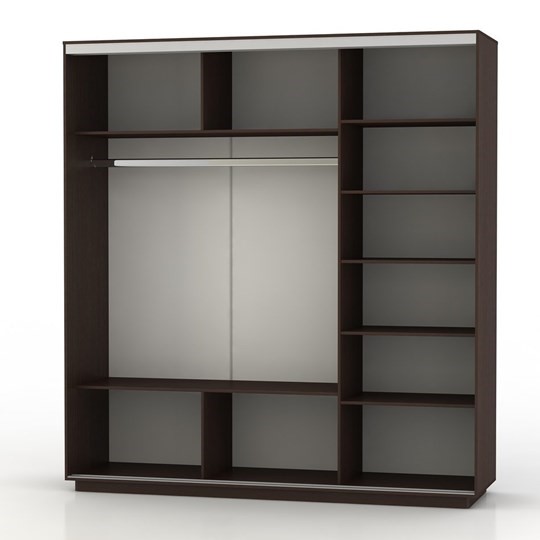 Шкаф 3-дверный Экспресс (3 зеркала), со стеллажом 2700х600х2200, шимо светлый в Элисте - изображение 1