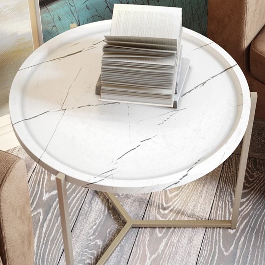 Стол круглый Бруно, белый мрамор/титан в Элисте - изображение 3