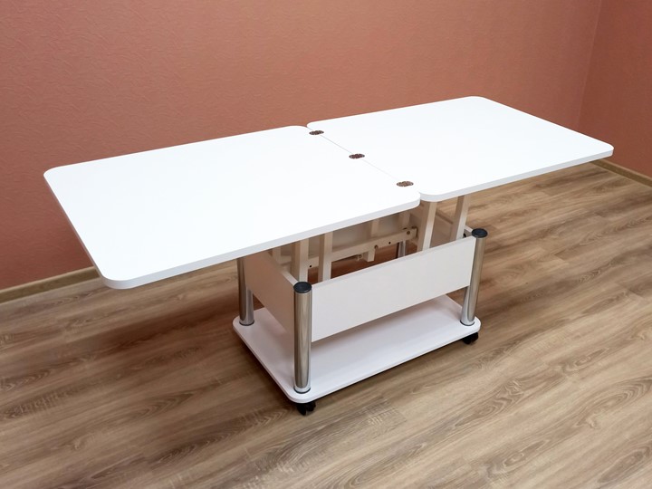 Журнальный стол-трансформер Дебют-3, белый/хром в Элисте - изображение 4