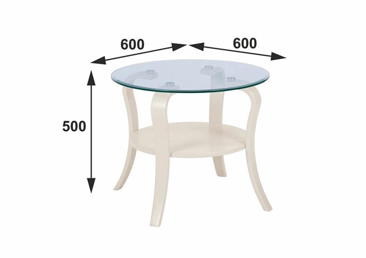 Круглый столик Аннет (бежевый-стекло прозрачное) в Элисте - изображение 3