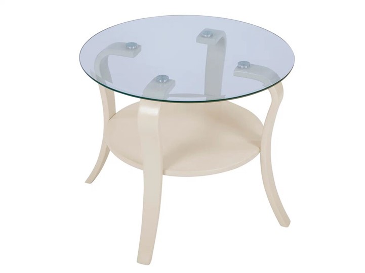 Круглый столик Аннет (бежевый-стекло прозрачное) в Элисте - изображение 2