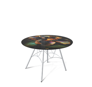 Круглый столик SHT-S100 / SHT-TT32 60 стекло/МДФ (ночной цветок/хром лак) в Элисте - предосмотр