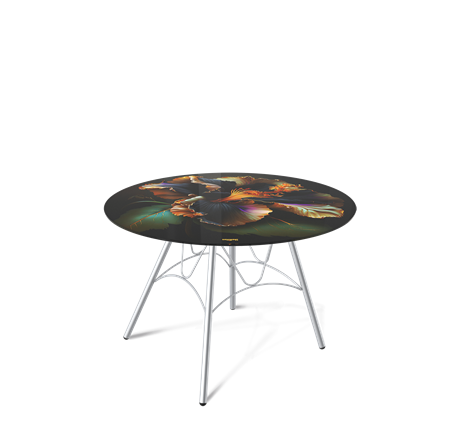 Круглый столик SHT-S100 / SHT-TT32 60 стекло/МДФ (ночной цветок/хром лак) в Элисте - изображение