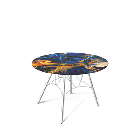 Круглый стол SHT-S100 / SHT-TT32 60 стекло/МДФ (синий сапфир/хром лак) в Элисте - изображение
