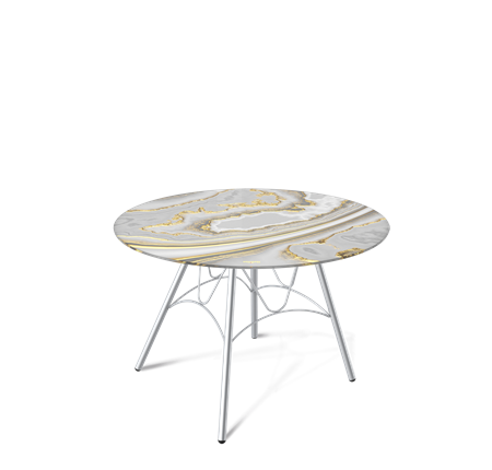 Круглый столик SHT-S100 / SHT-TT32 60 стекло/МДФ (золотистый пепел/хром лак) в Элисте - изображение