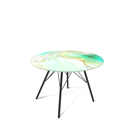 Круглый столик SHT-S37 / SHT-TT32 60 стекло/МДФ (лазурно голубой/черный муар) в Элисте - изображение