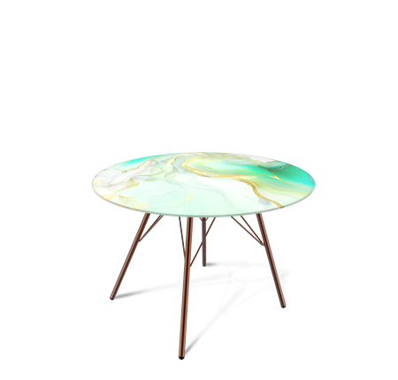 Круглый столик SHT-S37 / SHT-TT32 60 стекло/МДФ (лазурно голубой/медный металлик) в Элисте - изображение
