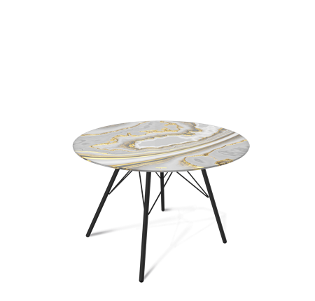 Круглый столик SHT-S37 / SHT-TT32 60 стекло/МДФ (золотистый пепел/черный муар) в Элисте - изображение