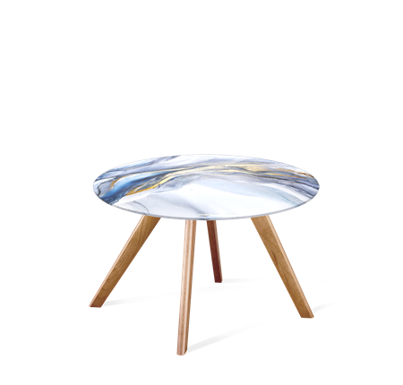 Стол круглый SHT-S39 / SHT-TT32 60 стекло/МДФ (млечный путь/светлый орех) в Элисте - изображение