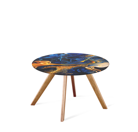 Круглый столик SHT-S39 / SHT-TT32 60 стекло/МДФ (синий сапфир/светлый орех) в Элисте - изображение