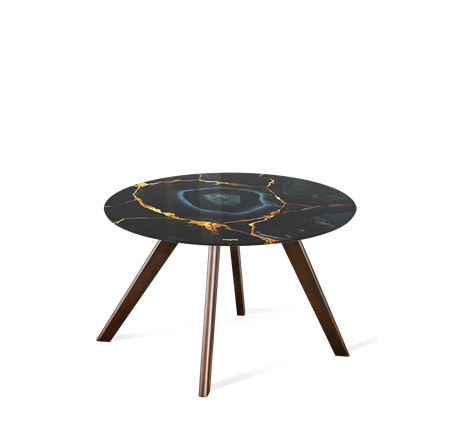 Круглый столик SHT-S39 / SHT-TT32 60 стекло/МДФ (титановый кварц/венге) в Элисте - изображение