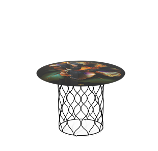 Круглый столик SHT-TU49 / SHT-TT32 60 стекло/МДФ (ночной цветок/черный муар) в Элисте - предосмотр