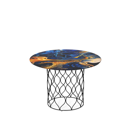 Круглый стол SHT-TU49 / SHT-TT32 60 стекло/МДФ (синий сапфир/черный муар) в Элисте - изображение
