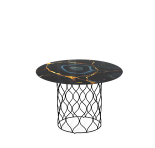 Круглый стол SHT-TU49 / SHT-TT32 60 стекло/МДФ (титановый кварц/черный муар) в Элисте - предосмотр