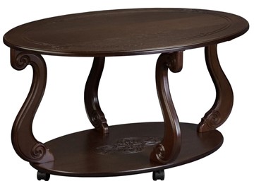 Овальный столик Овация-М на колесах (темно-коричневый) в Элисте - предосмотр