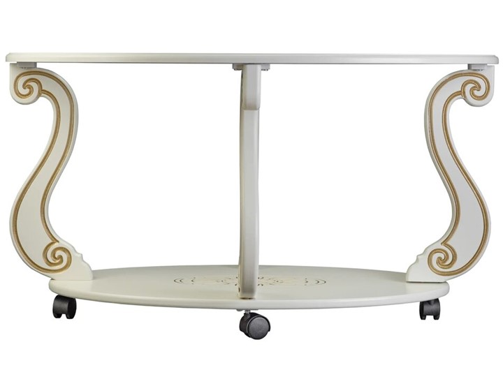 Стеклянный столик Овация-С, на колесах, слоновая кость-золото в Элисте - изображение 1