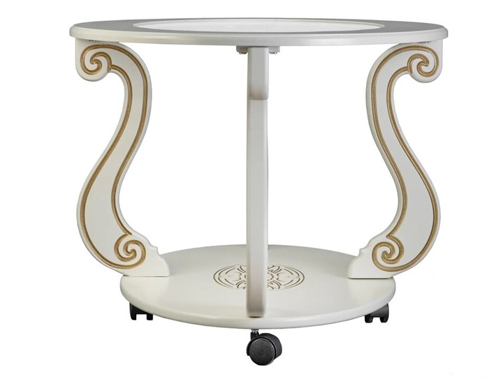 Стеклянный столик Овация-С, на колесах, слоновая кость-золото в Элисте - изображение 2